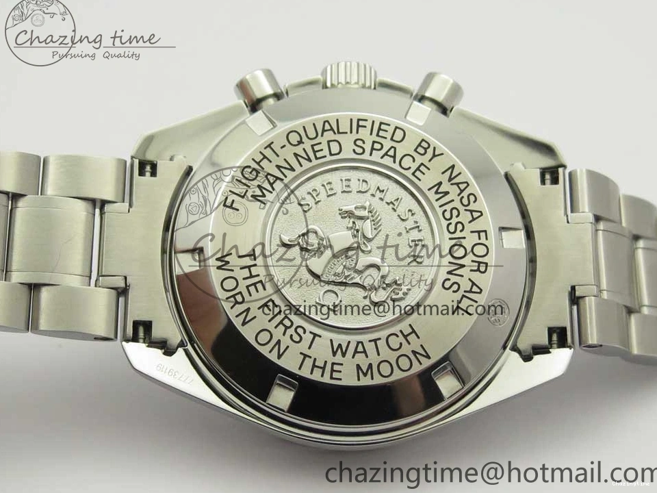 0318 WaterResistant Speedmaster SS Sapphire Crystal Panda White Black Dial on SS Bracelet Manual Winding Chrono Movement 7956